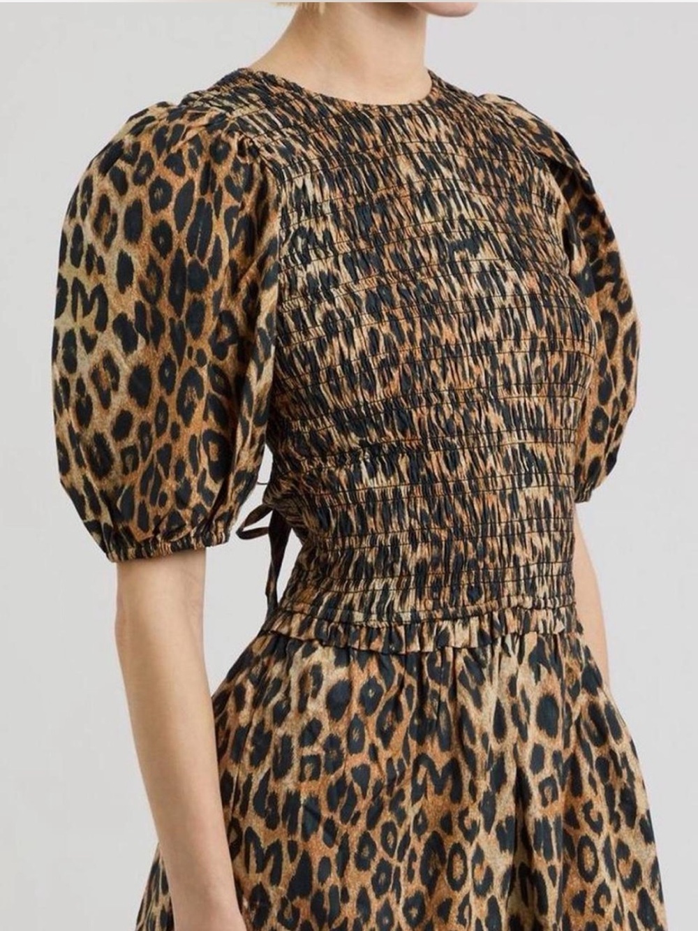 Damson Madder Leopard Print Drop Waist Mini Dress - Picture 2 of 5